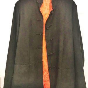 REVERSIBLE 'EASTERN COLLECTION' BLACK & RED ORIENTAL CHINESE JACKET VELVET/SILK?